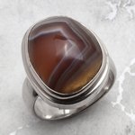 Botswana Agate & Silver Ring ~7.75 US / P -0.5 UK