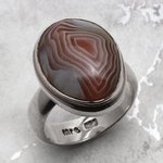Botswana Agate & Silver Ring ~8.25 US / Q UK