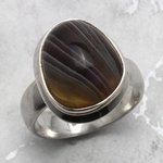 Botswana Agate & Silver Ring ~8.5 US / R UK