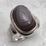 Botswana Agate & Silver Ring ~9 US / Q - 0.5 UK