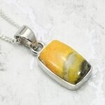 Bumble Bee Jasper Rectangle 925 Silver Pendant ~15mm