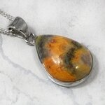 Bumble Bee Jasper Teardrop 925 Silver Pendant ~21mm