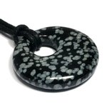 Capricorn Birthstone Necklace - Snowflake Obsidian Donut