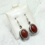 Carnelian 925 Silver Drop Earrings ~24mm