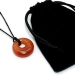 Carnelian Agogo Donut Necklace & Velvet Pouch