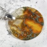 Carnelian and Moss Agate Silver Pendant ~29mm