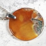 Carnelian and Moss Agate Silver Pendant ~30mm