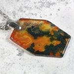 Carnelian and Moss Agate Silver Pendant ~32mm