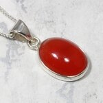 Carnelian Oval 925 Silver Pendant ~16mm