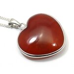 Carnelian Silver Rim Heart Pendant