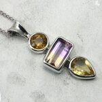 Citrine & Ametrine 925 Silver Pendant ~26mm