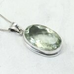 Faceted Aqaumarine Oval 925 Silver Pendant ~25mm