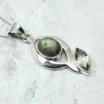 Faceted Labradorite & Aquamarine 925 Silver Pendant ~40mm
