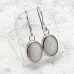 Faceted White Onyx & Silver Earrings ~16mm