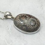 Flower Coral 925 Sterling Silver Oval Pendant  ~28mm