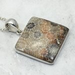 Flower Coral 925 Sterling Silver Square Pendant  ~27mm