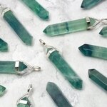 Fluorite Double Terminating Point 925 Silver Pendant - 35mm