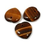 Front Drilled Tiger Eye Hearts - 30mm