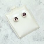 Garnet 925 Silver Faceted Stud Earrings ~7mm