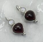 Garnet & Moonstone 925 Silver Earrings ~ 25mm