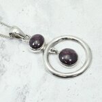 Garnet Circle 925 Silver Pendant ~53mm