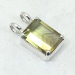 Green Gold Phantom Quartz 925 Silver Pendant ~18mm