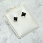 Green Tourmaline 925 Silver Square Stud Earrings ~7mm