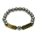 Hematite Crystal Bracelet - Gold Arrows