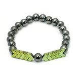 Hematite Crystal Bracelet - Green Arrows