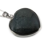 Hematite Silver Rim Heart Pendant ~30mm