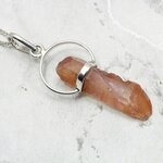Tangerine Quartz & Silver Terminated Point 925 Silver Pendant ~28mm