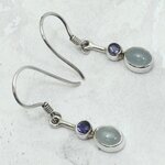 Iolite & Chalcedony 925 Silver Drop Earrings ~23mm