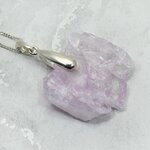 Kunzite Healing Crystal 925 Silver Pendant ~33mm