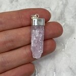 Kunzite Healing Crystal 925 Silver Pendant ~34mm