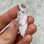 Kunzite Healing Crystal 925 Silver Pendant ~42mm