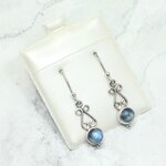 Labradorite 925 Silver Drop Earrings ~22mm