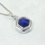 Lapis Lazuli Hexagon 925 Silver Pendant ~16mm