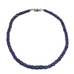 Lapis Lazuli Necklace - Polished Barrels with clasp - 19 inches