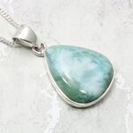 Larimar Teardrop 925 Silver Pendant ~23mm