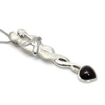 Lovers 925 Antique Silver Pendant with Garnet Stone ~55mm