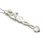Lovers 925 Antique Silver Pendant with Moonstone Stone ~70mm