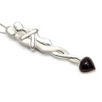 Lovers 925 Antique Silver Pendant with Garnet Stone ~70mm