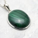 Malachite & Silver Pendant  ~27mm