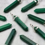 Malachite Double Terminating Point 925 Silver Pendant - 35mm