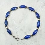 Lapis Lazuli 925 Sterling Silver Bracelet (Length 210mm)