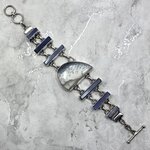 Merlinite & Lapis Lazuli 925 Sterling Silver Bracelet (Length 190mm)