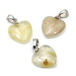 Mini Rutilated Quartz Heart 925 Silver Pendant - Pack of 3