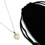 Mini Rutilated Quartz Heart Pendant with 925 Sterling Silver Chain & Velvet Pouch