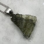 Moldavite 925 Sterling Silver Pendant  ~21mm
