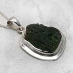 Moldavite & Silver Pendant  ~34mm